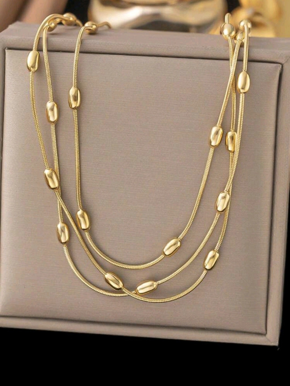 Gold Bead Layered Necklace - Elegant Women’s Jewelry